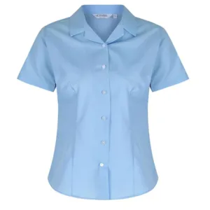2 Pack Short Sleeved Rever Collar, Sky Blouses