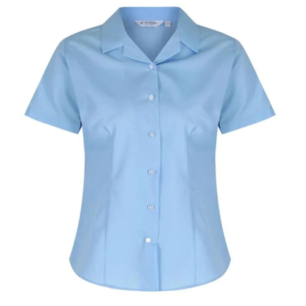 2 Pack Short Sleeved Rever Collar, Sky Blouses