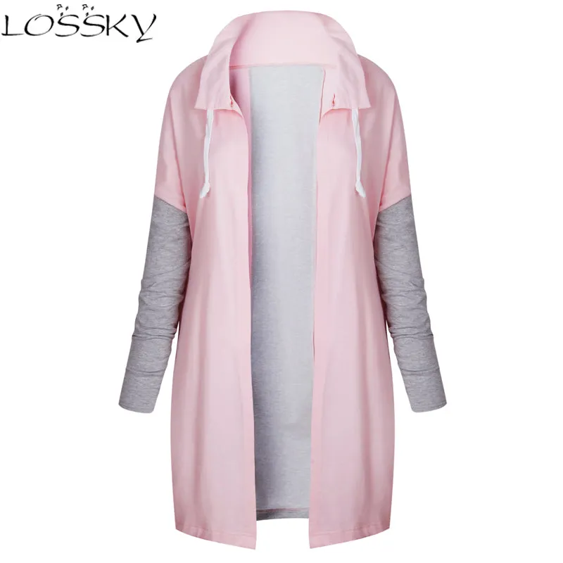 2017 Larger Size Women Irregular Hem Tie Collar Sweatshirt Casual Knitted Patchwork Female Zip-up Coat Fashion Outwear Plus size