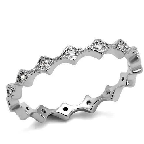 3W1231 - Brass Ring Rhodium Women AAA Grade CZ Clear