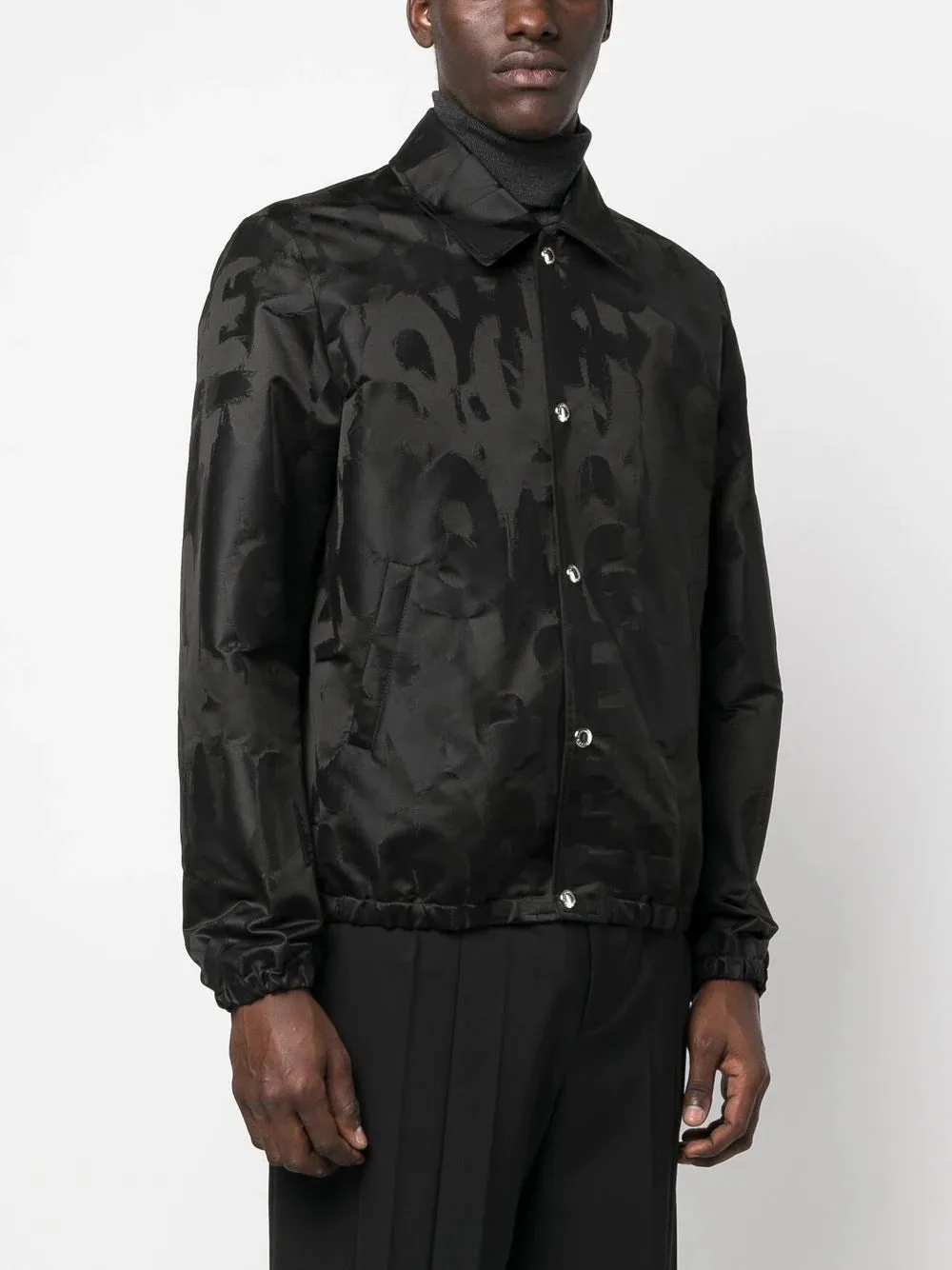 ALEXANDER MCQUEEN Satin Collared Bomber Jacket Black