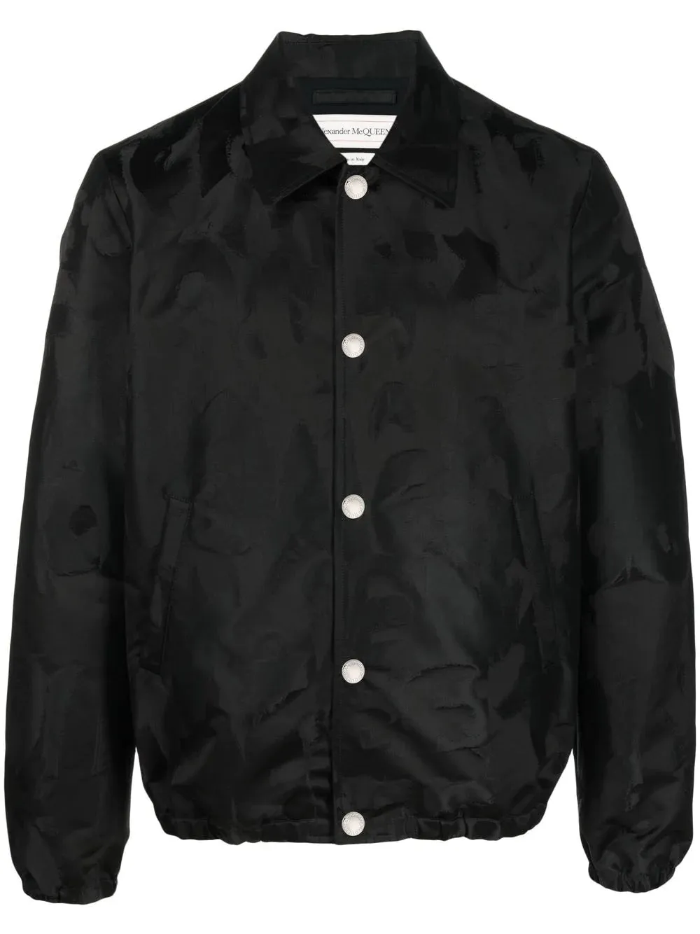 ALEXANDER MCQUEEN Satin Collared Bomber Jacket Black
