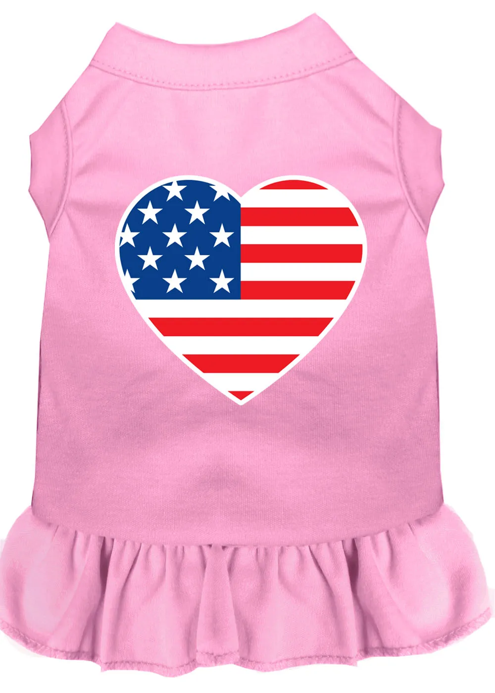 American Flag Heart Screen Print Dress Light Pink Xs