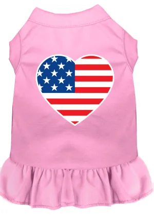 American Flag Heart Screen Print Dress Light Pink Xs