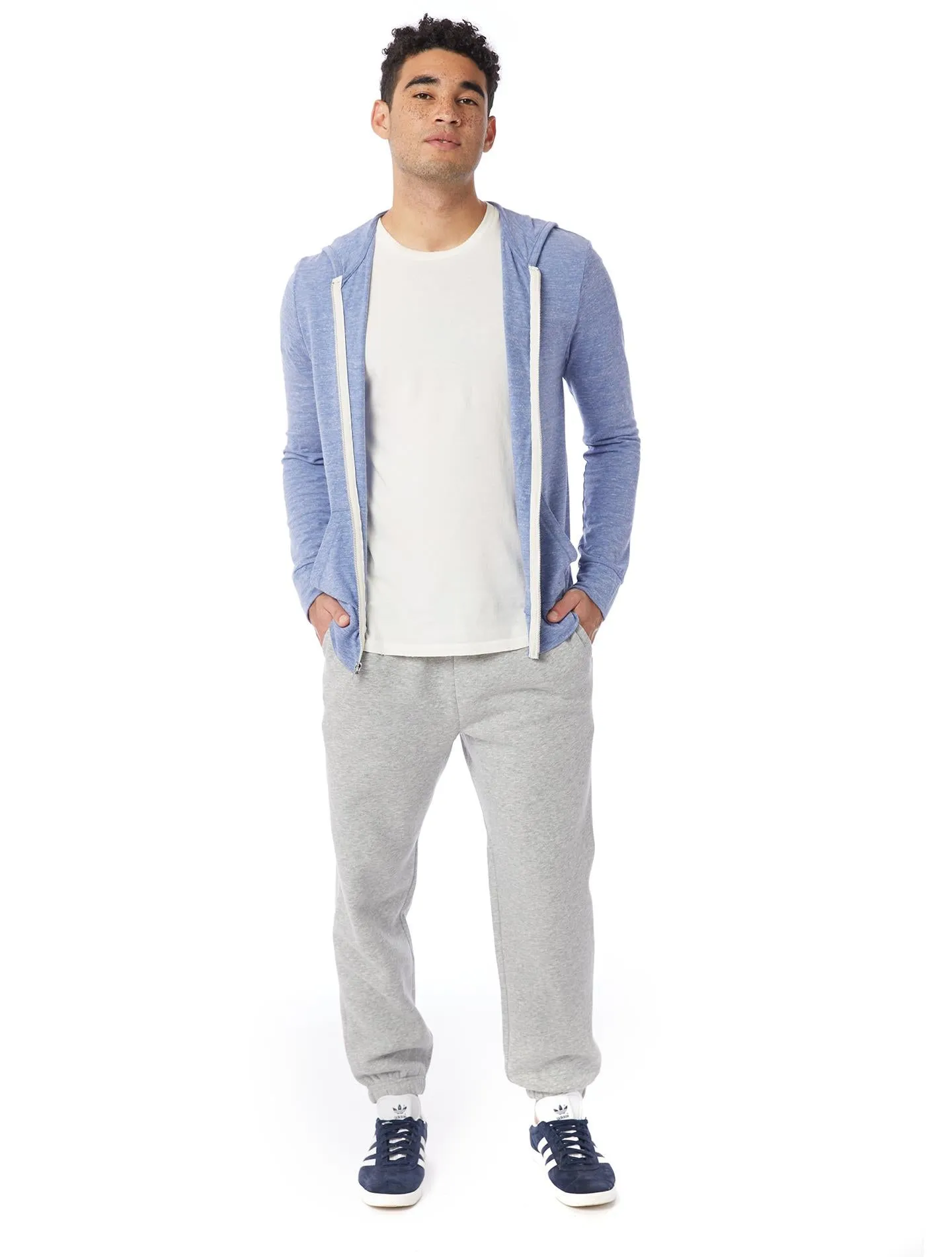 Basic Eco-Jersey Zip Hoodie (Pacific Blue)