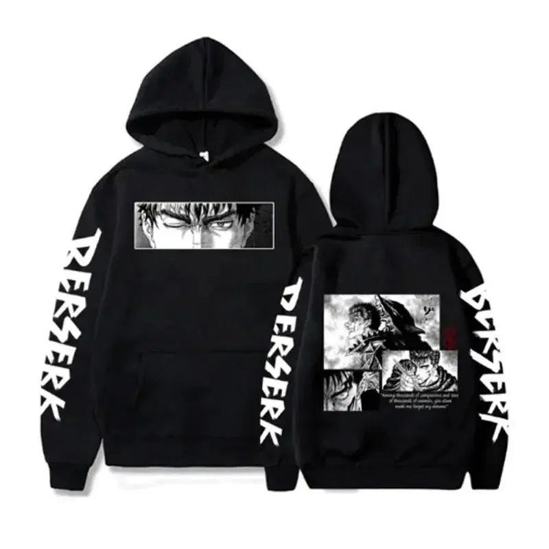Berserk Guts Graphic Print Streetwear Hoodies