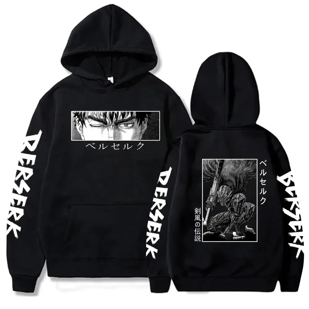 Berserk Guts Graphic Print Streetwear Hoodies