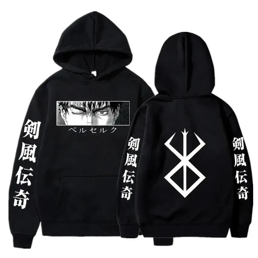 Berserk Guts Graphic Print Streetwear Hoodies