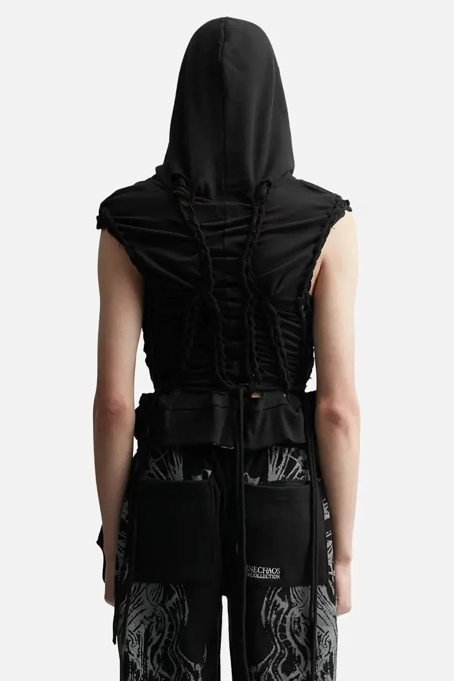 Black Deconstructed Jersey Top