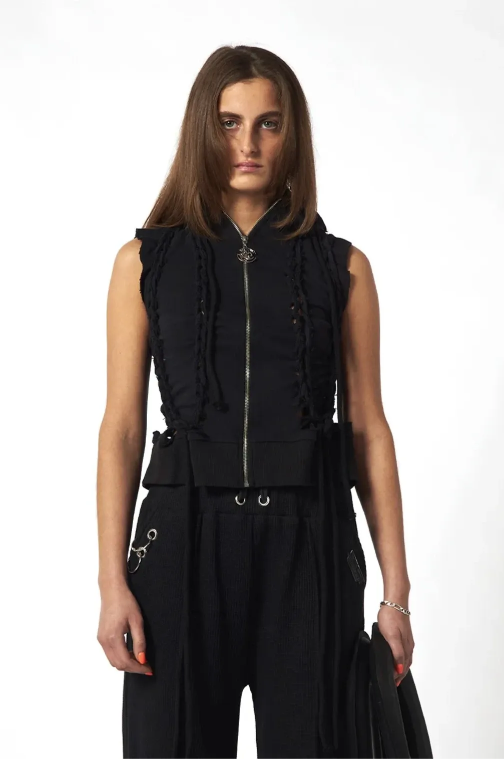 Black Deconstructed Jersey Top