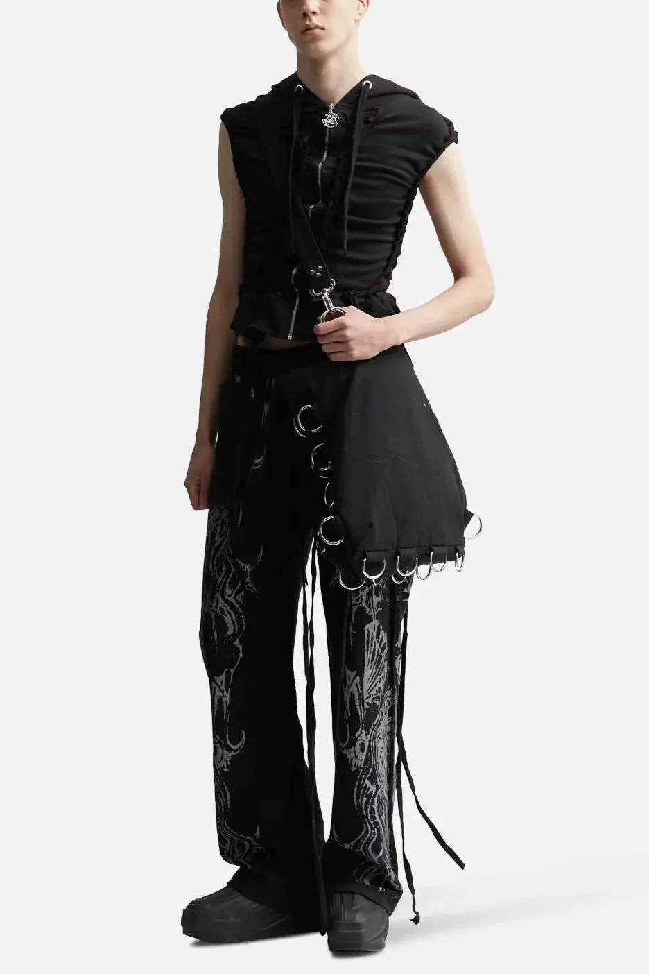 Black Deconstructed Jersey Top