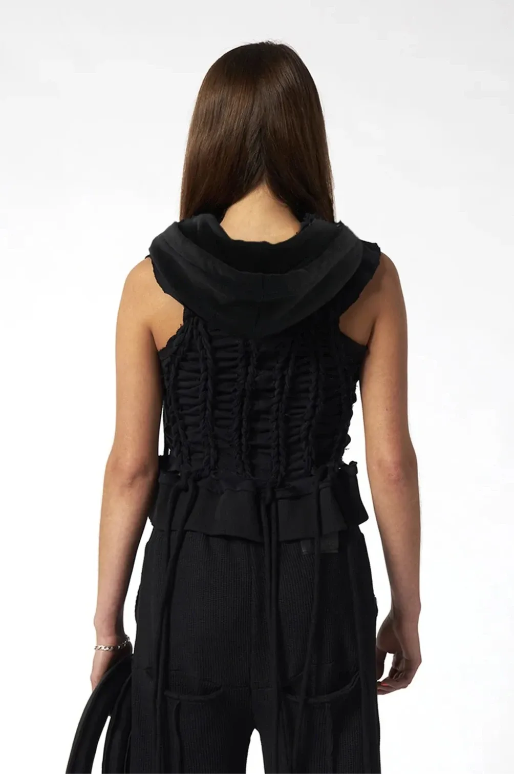 Black Deconstructed Jersey Top