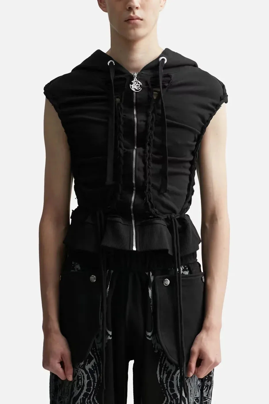Black Deconstructed Jersey Top