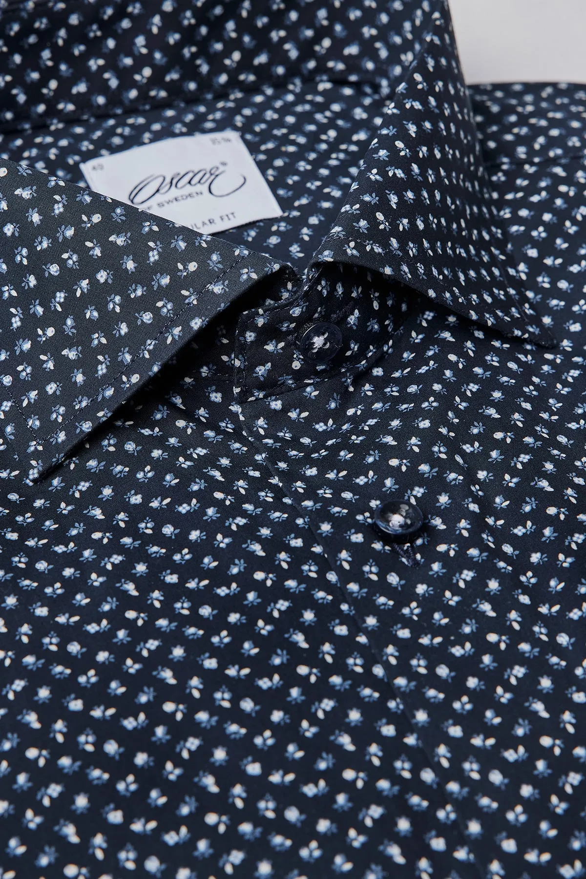 Blue flower printed slim fit shirt