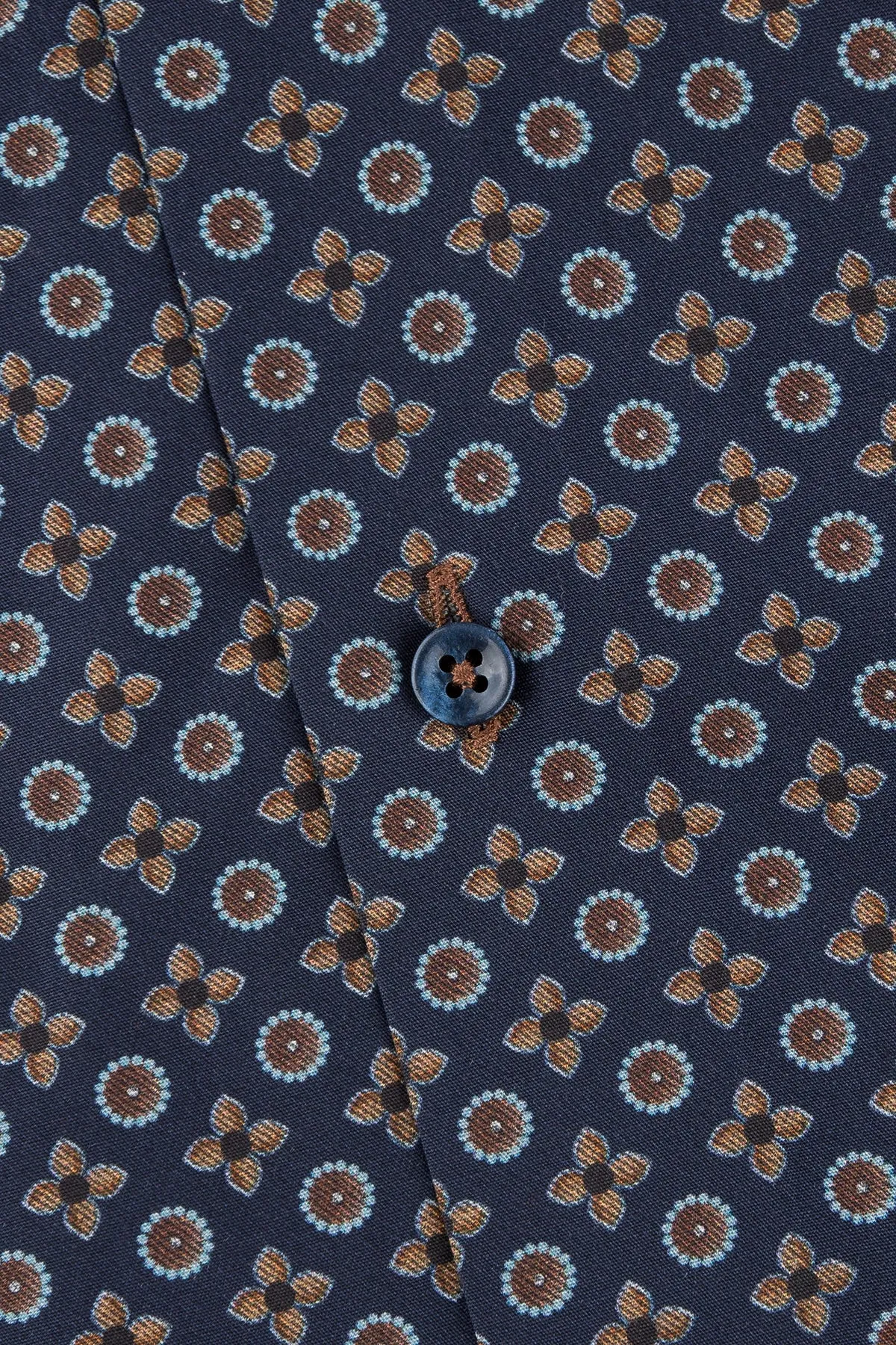 Blue medallion printed regular fit shirt