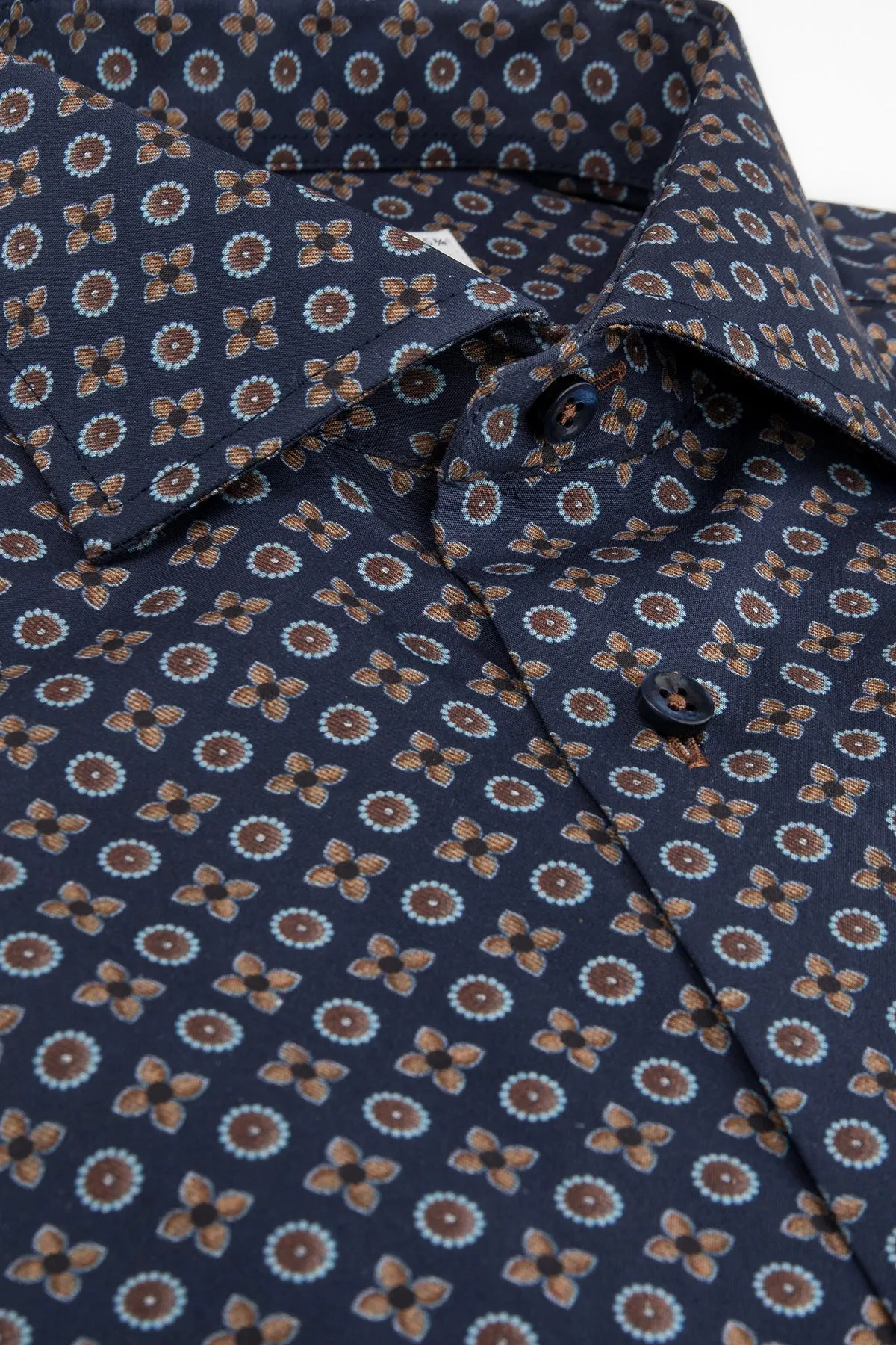 Blue medallion printed regular fit shirt