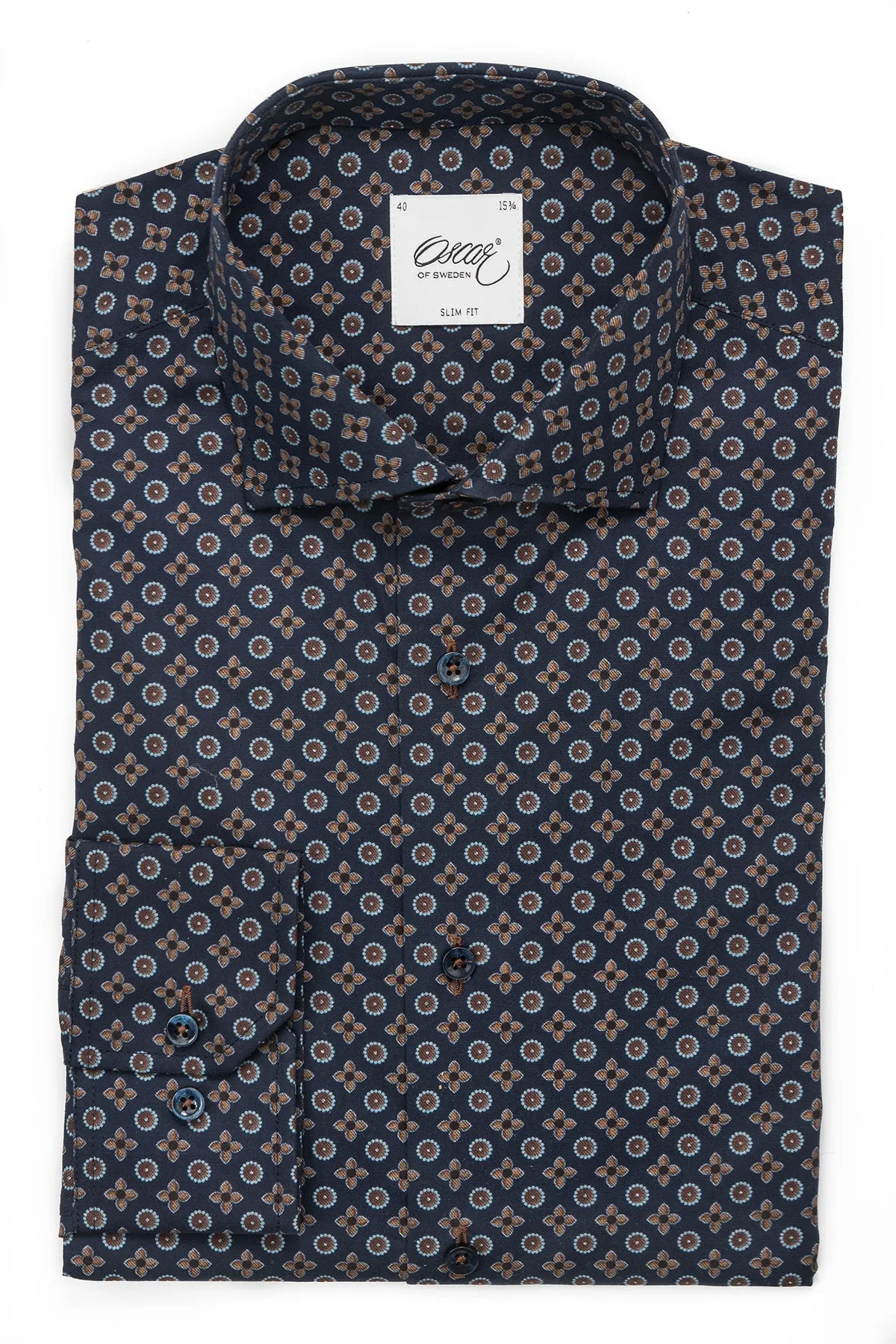 Blue medallion printed regular fit shirt