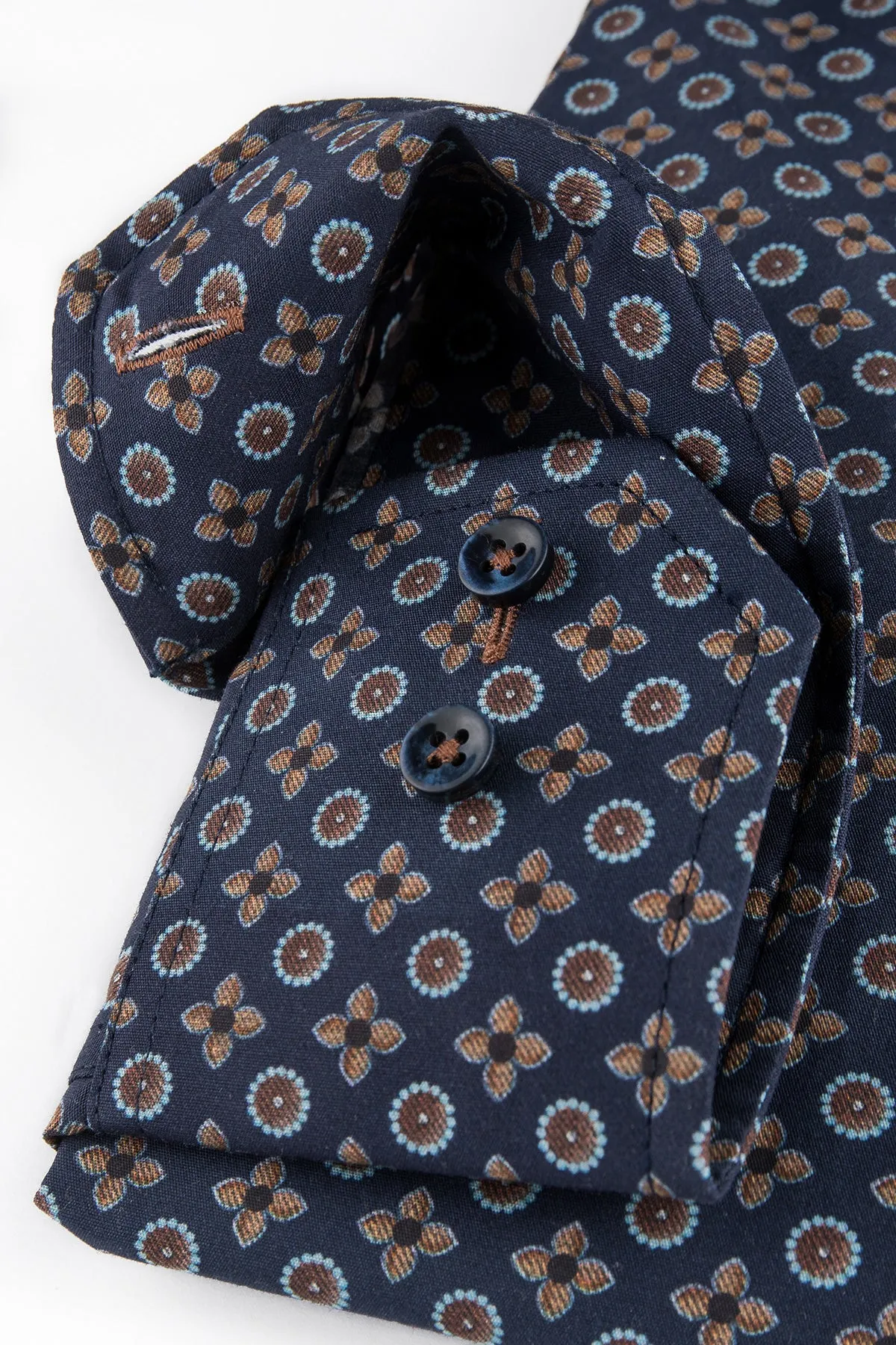 Blue medallion printed regular fit shirt