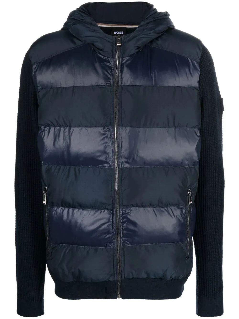 BOSS Panelled Padded Jacket Navy Blue