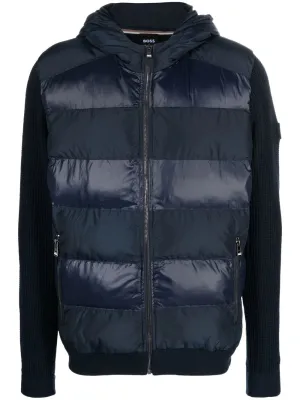 BOSS Panelled Padded Jacket Navy Blue
