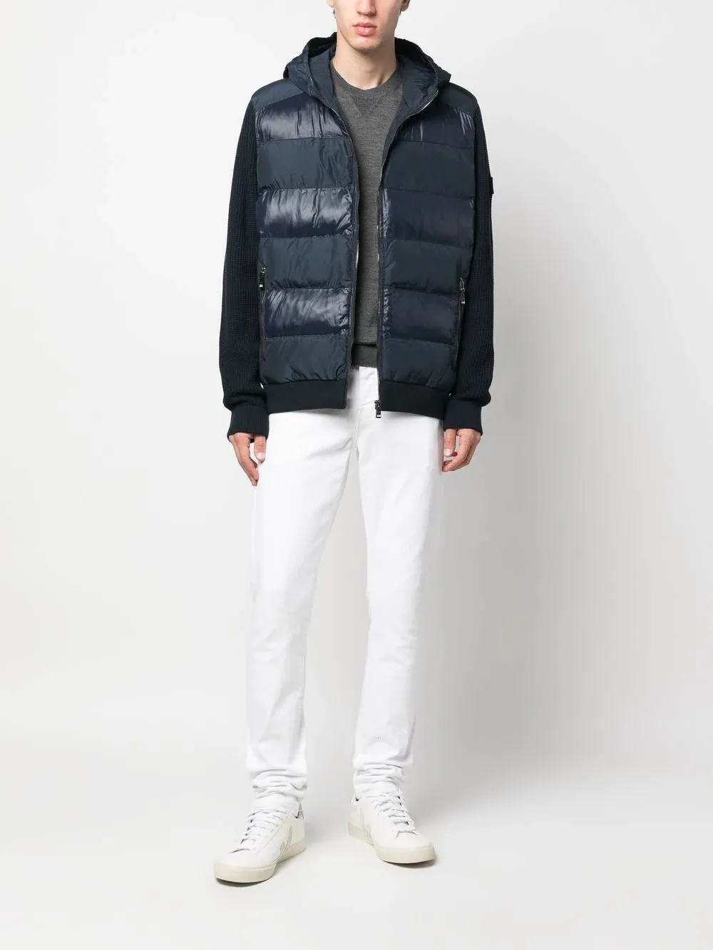 BOSS Panelled Padded Jacket Navy Blue