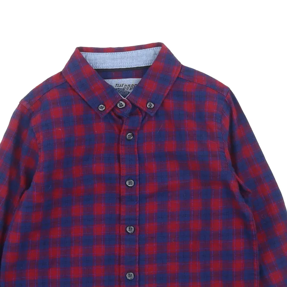 Brand New F&F Red/Navy Plaid Tartan Check L/S Shirt - Boys 2-3yrs