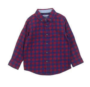 Brand New F&F Red/Navy Plaid Tartan Check L/S Shirt - Boys 2-3yrs