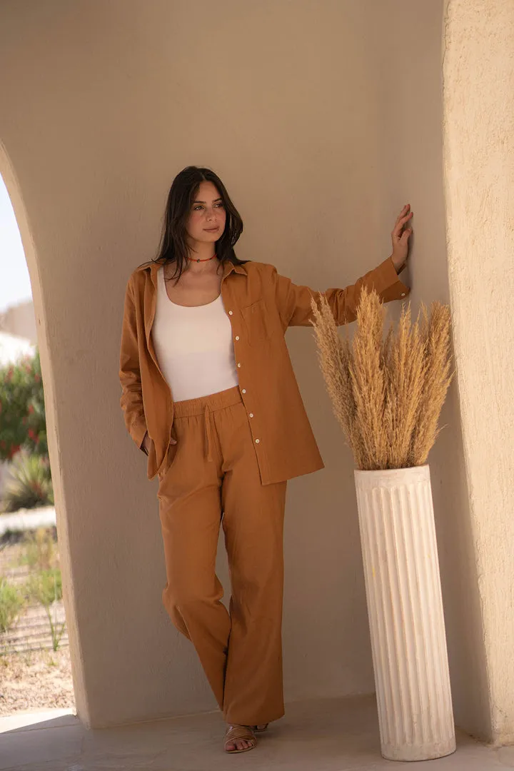 Brown Linen Pants