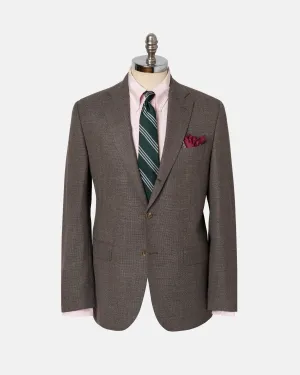 BROWN SOLID HOPSACK SPORT COAT
