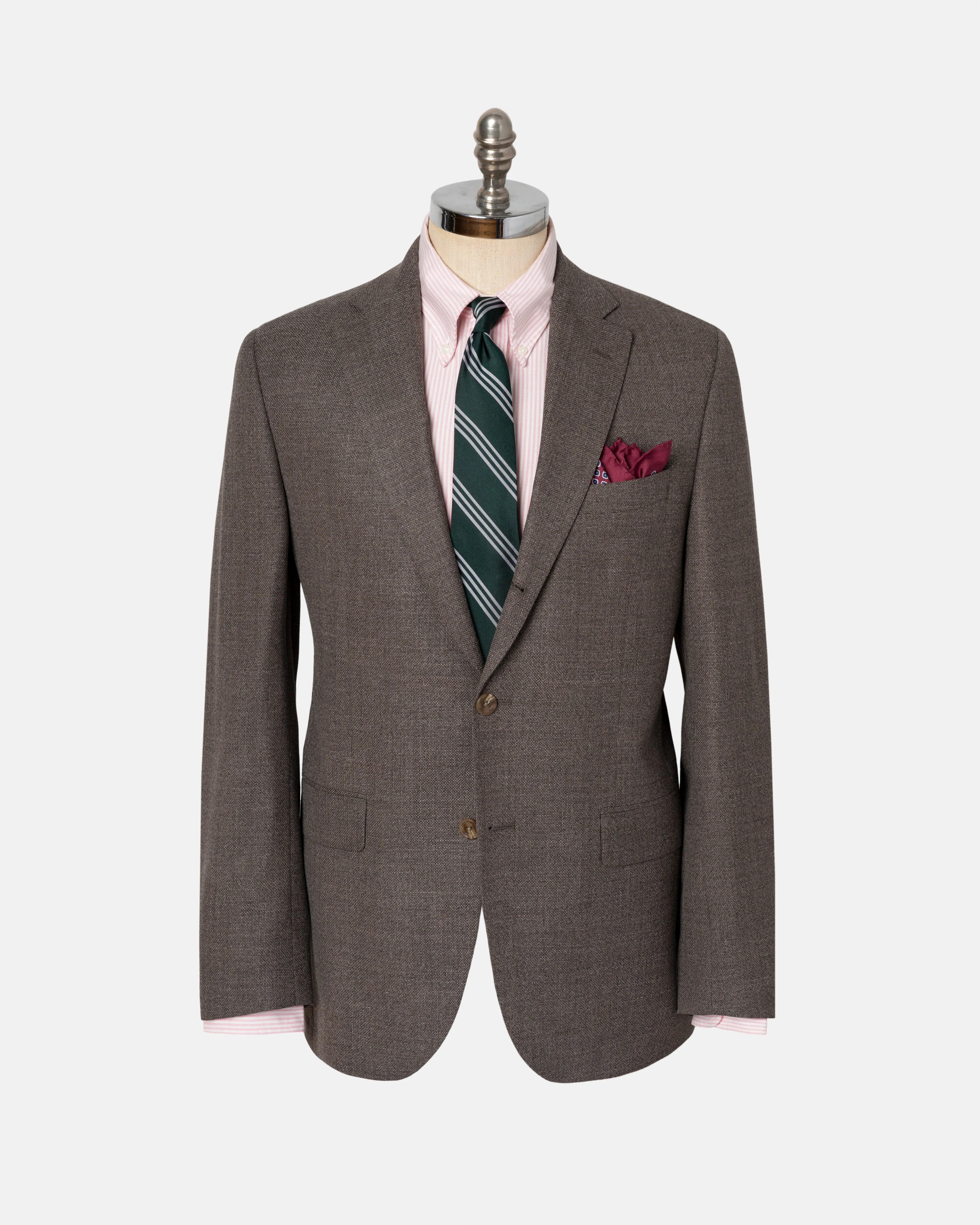 BROWN SOLID HOPSACK SPORT COAT