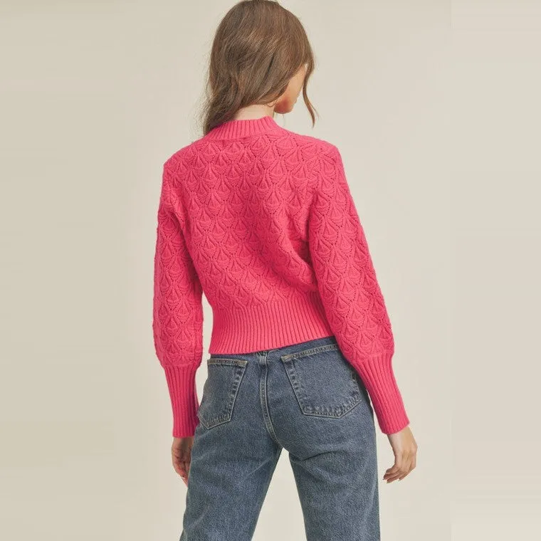 Button Front Cardigan (Fuchsia)