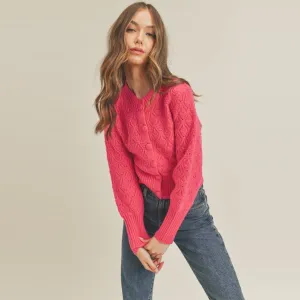 Button Front Cardigan (Fuchsia)