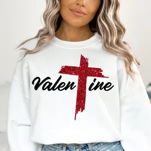 Christian Cross Valentines Sweatshirt or T-Shirt - Faith-inspired design .