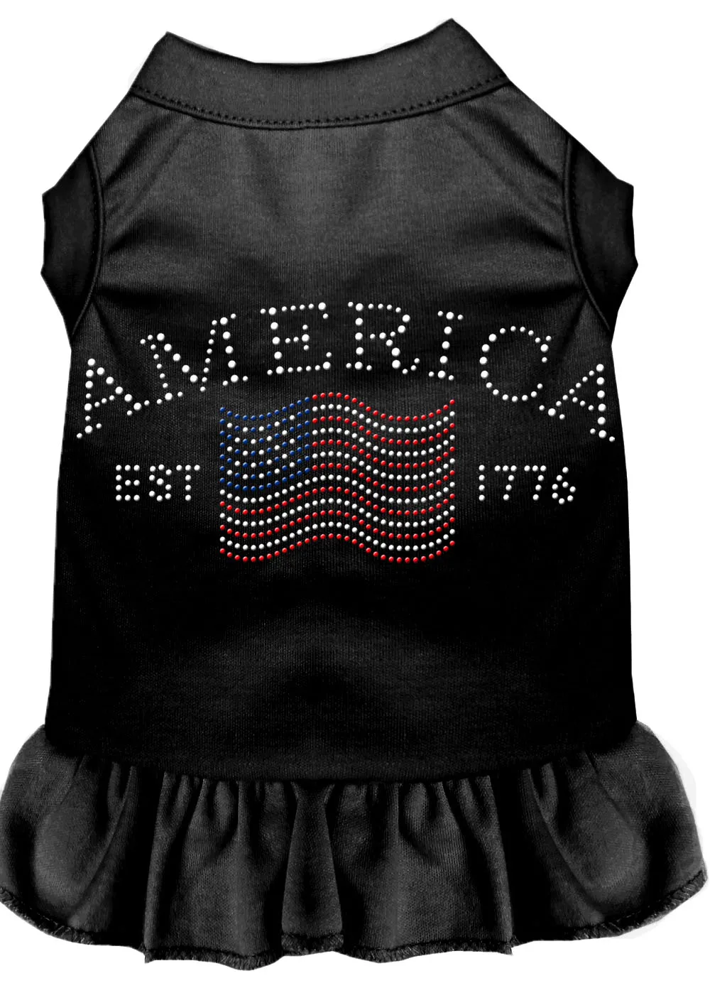 Classic America Rhinestone Dress Black Xxxl