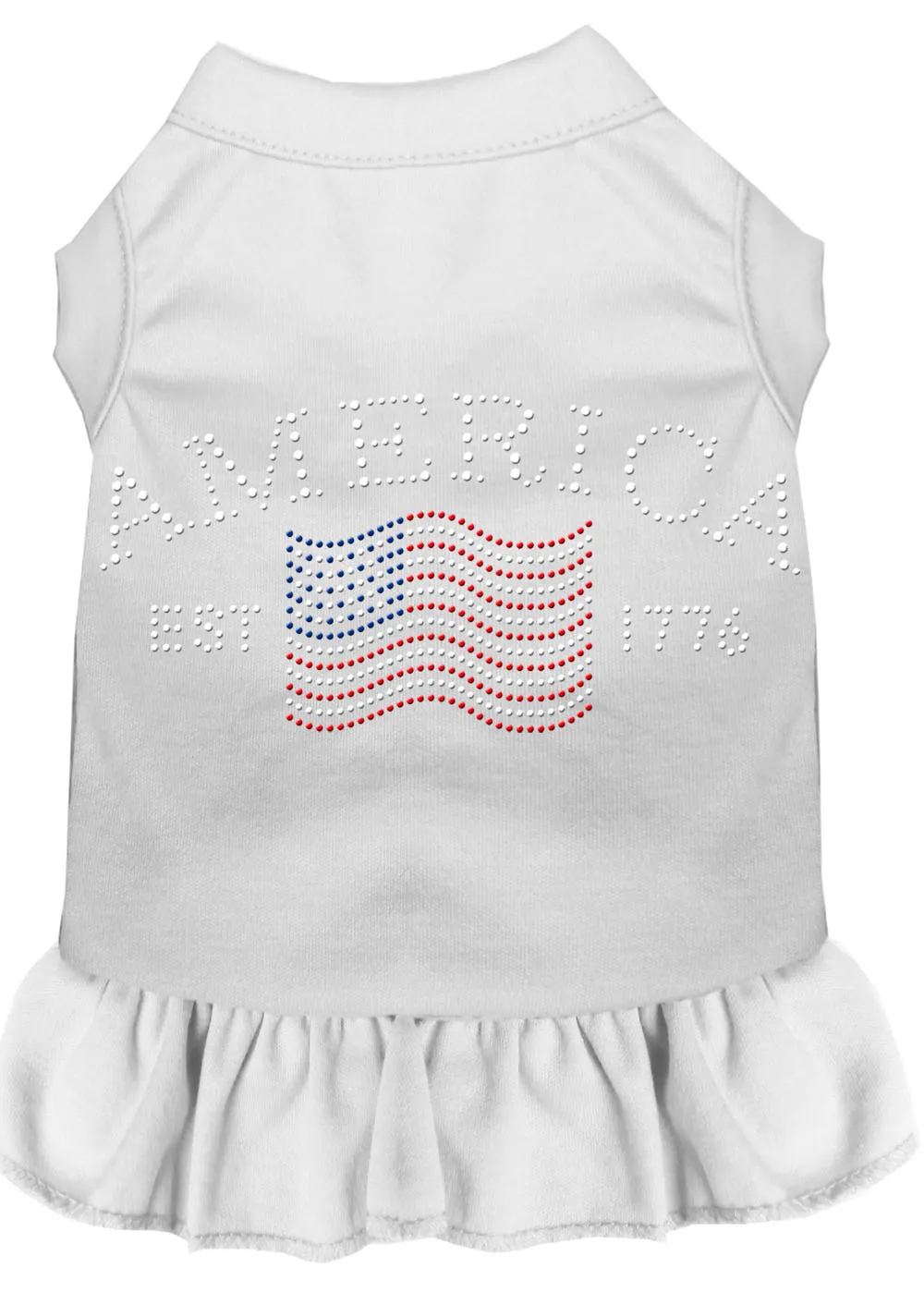 Classic America Rhinestone Dress White Xxxl