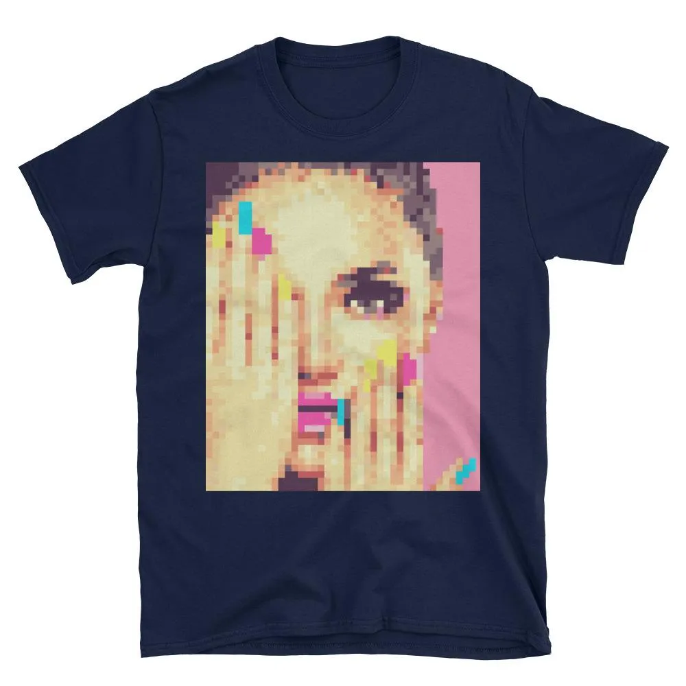 Coy peekaboo lady pixelart Short-Sleeve Unisex T-Shirt