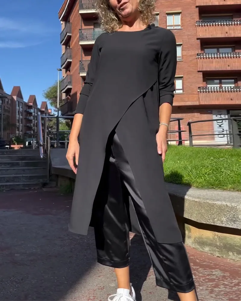 Fashionable Irregular Slit Shirt