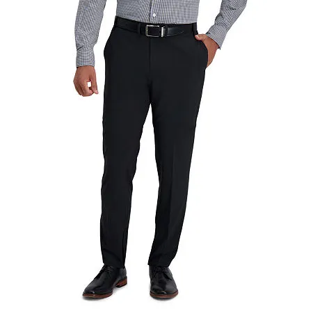 Haggar Mens Slim fit Dress Pants 36 / 32 Black Solid