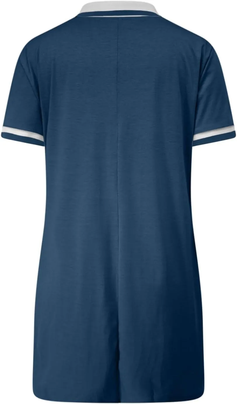 hlysgo Mini Dresses for Women 2025 Summer Casual Short Sleeve V Neck Tennis Dresses Trendy Short T-Shirt Dress with Pockets