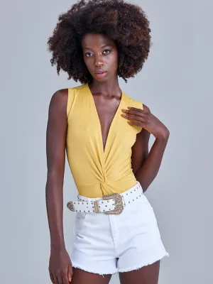 Iconic Sleeveless Bodysuit with Snaps - Yellow