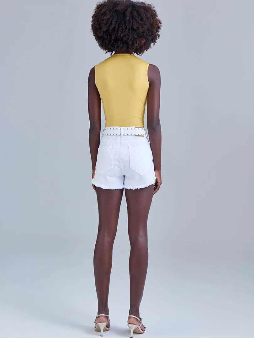 Iconic Sleeveless Bodysuit with Snaps - Yellow