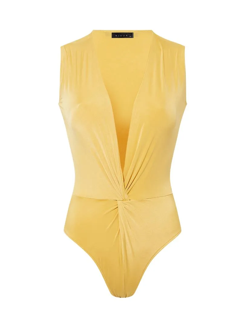 Iconic Sleeveless Bodysuit with Snaps - Yellow
