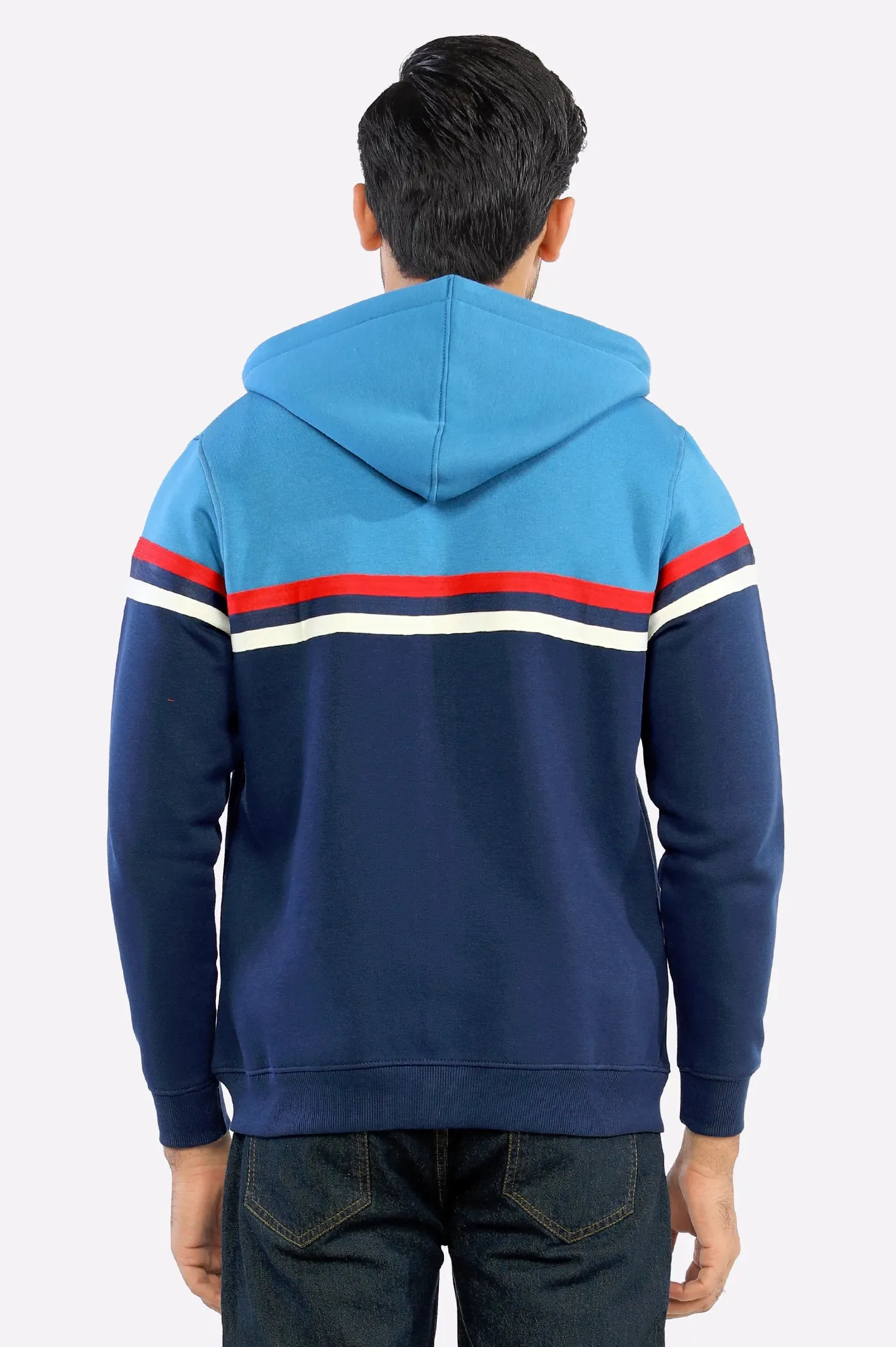 Indigo Knitted Pullover Hoodie for Men