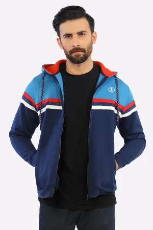 Indigo Knitted Pullover Hoodie for Men
