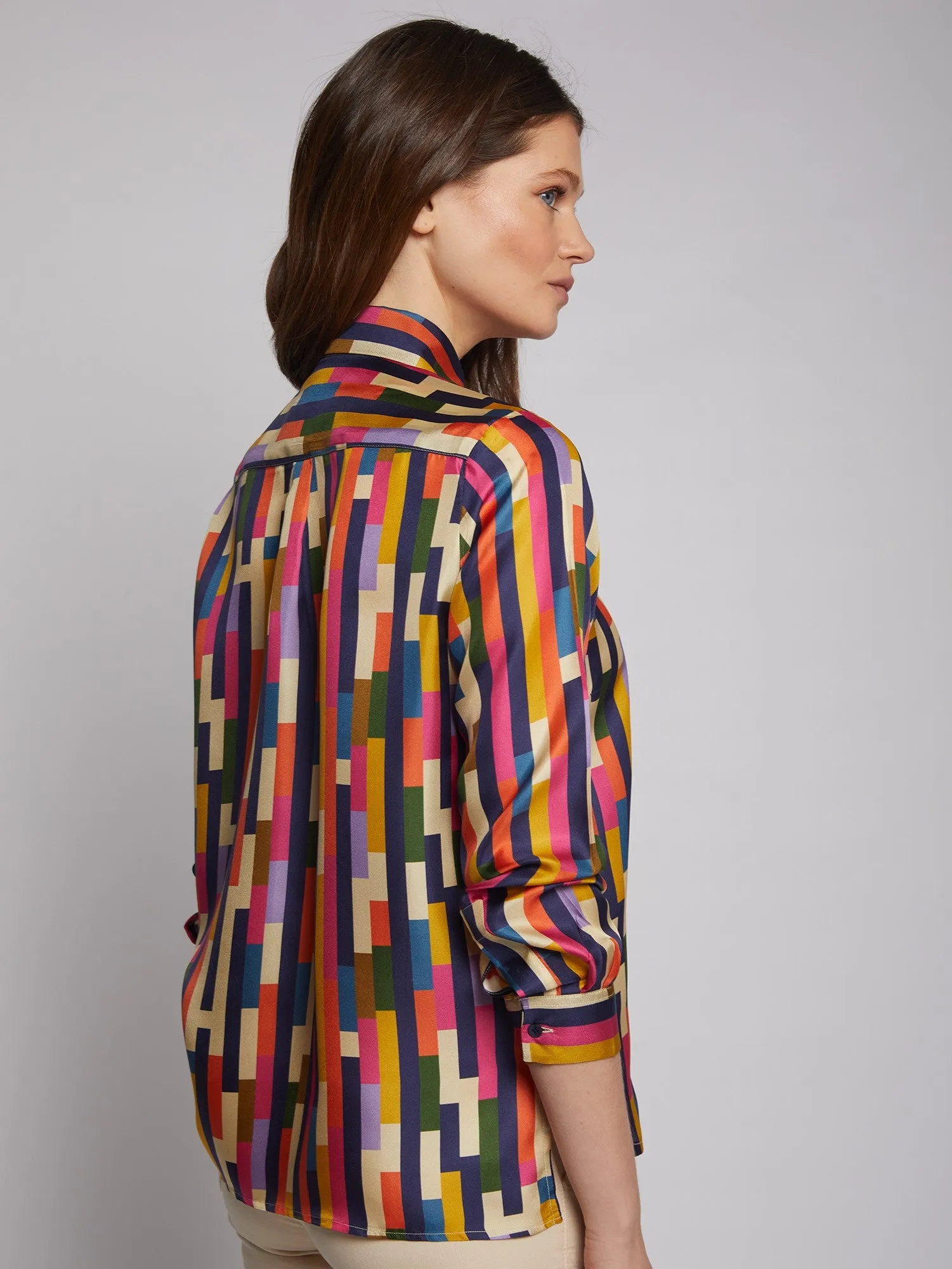 Isabella Silk Shirt - Geometric