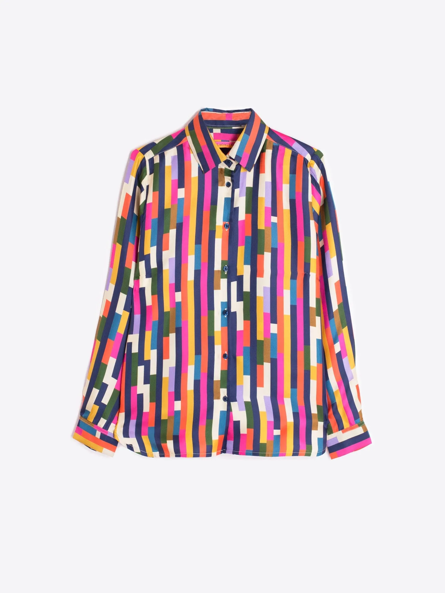 Isabella Silk Shirt - Geometric