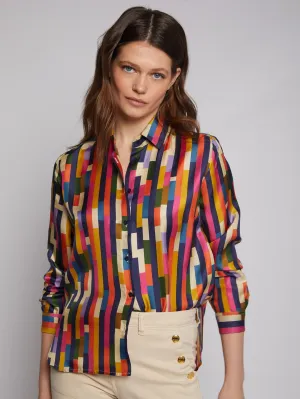Isabella Silk Shirt - Geometric
