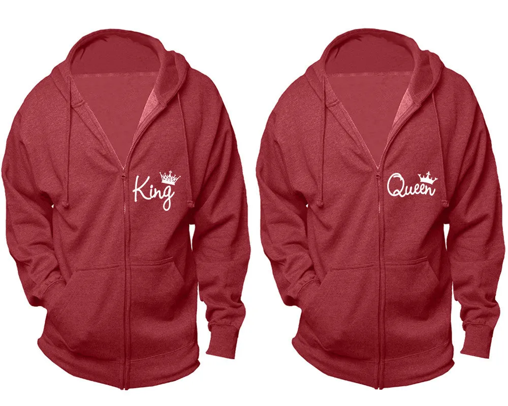King & Queen Couple Matching Zipper Hoodies – Unisex, Sold Separately in All Sizes, Stylish and Comfortable