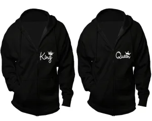 King & Queen Couple Matching Zipper Hoodies – Unisex, Sold Separately in All Sizes, Stylish and Comfortable
