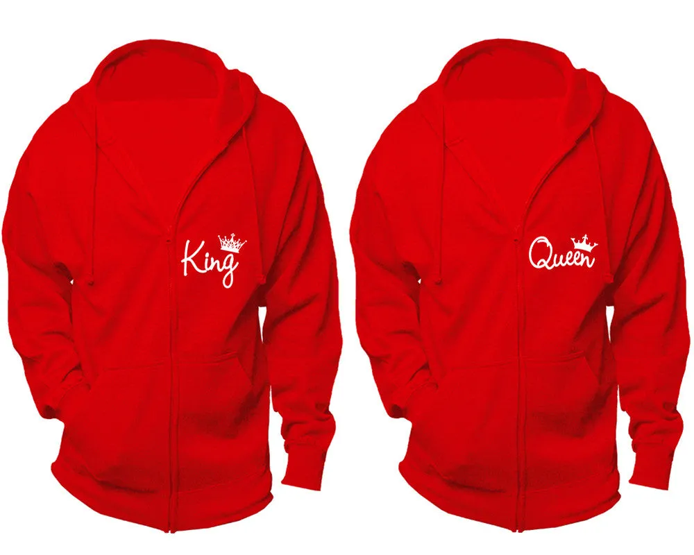 King & Queen Couple Matching Zipper Hoodies – Unisex, Sold Separately in All Sizes, Stylish and Comfortable